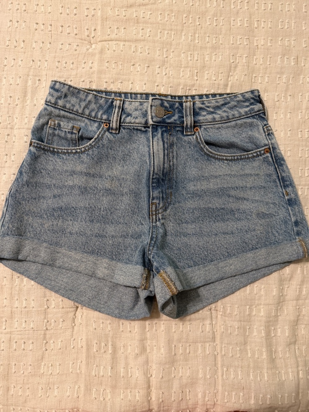 Classic High-Rise Light Blue Denim Shorts